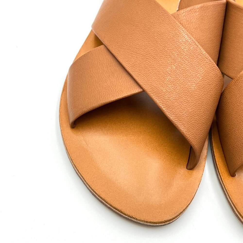 Slaye Womens EU 37 US‎ 7 Brown Leather Slip On Sandals Slides Shoes - Picture 4 of 13
